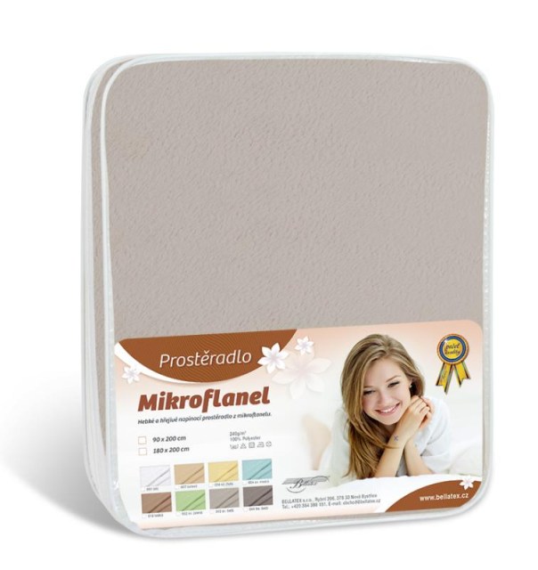 Prostěradlo Mikroflanel 180x200 světle šedá Bellatex